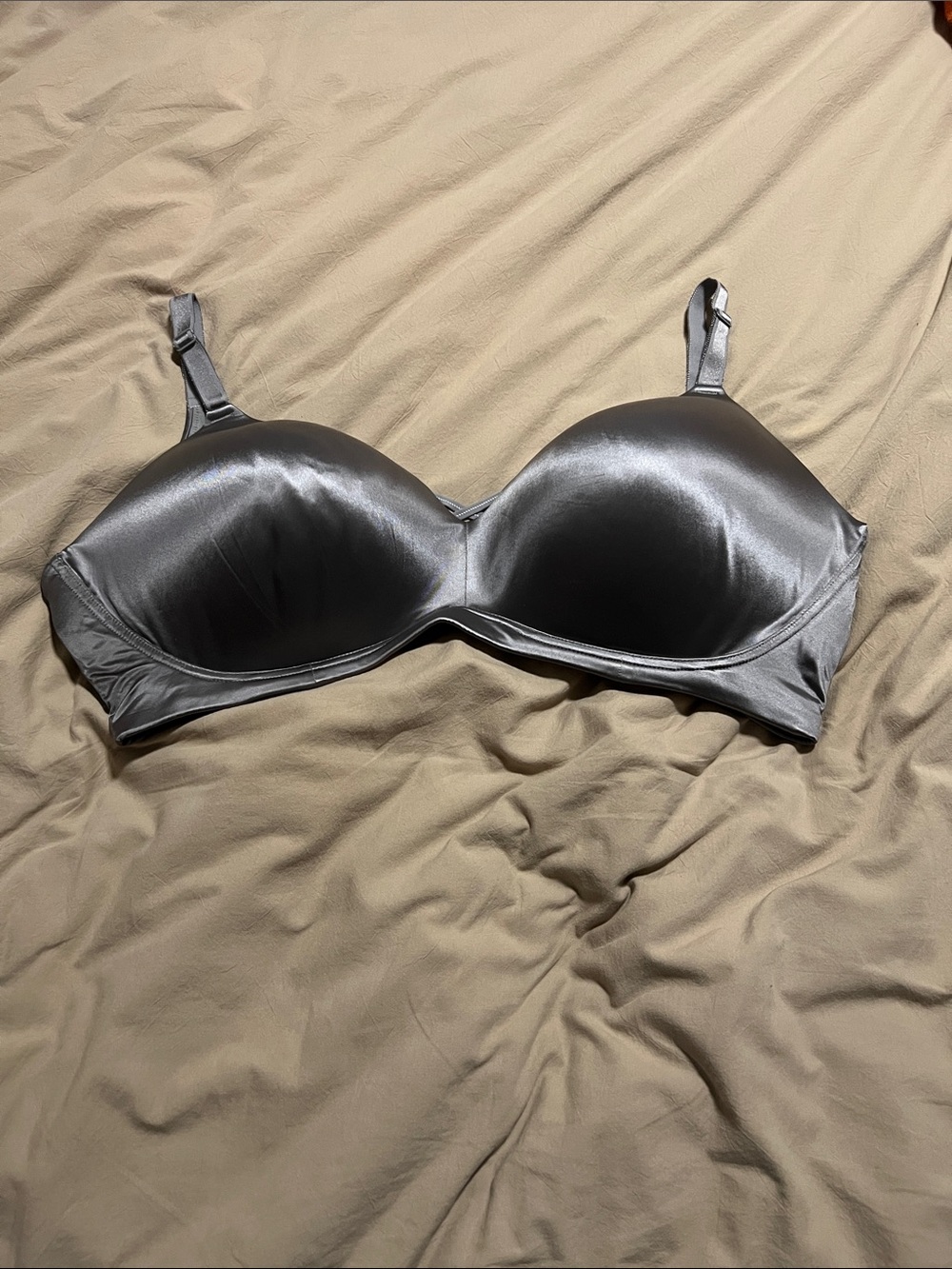 Satin Contour Bra in Silver - Smooth Support